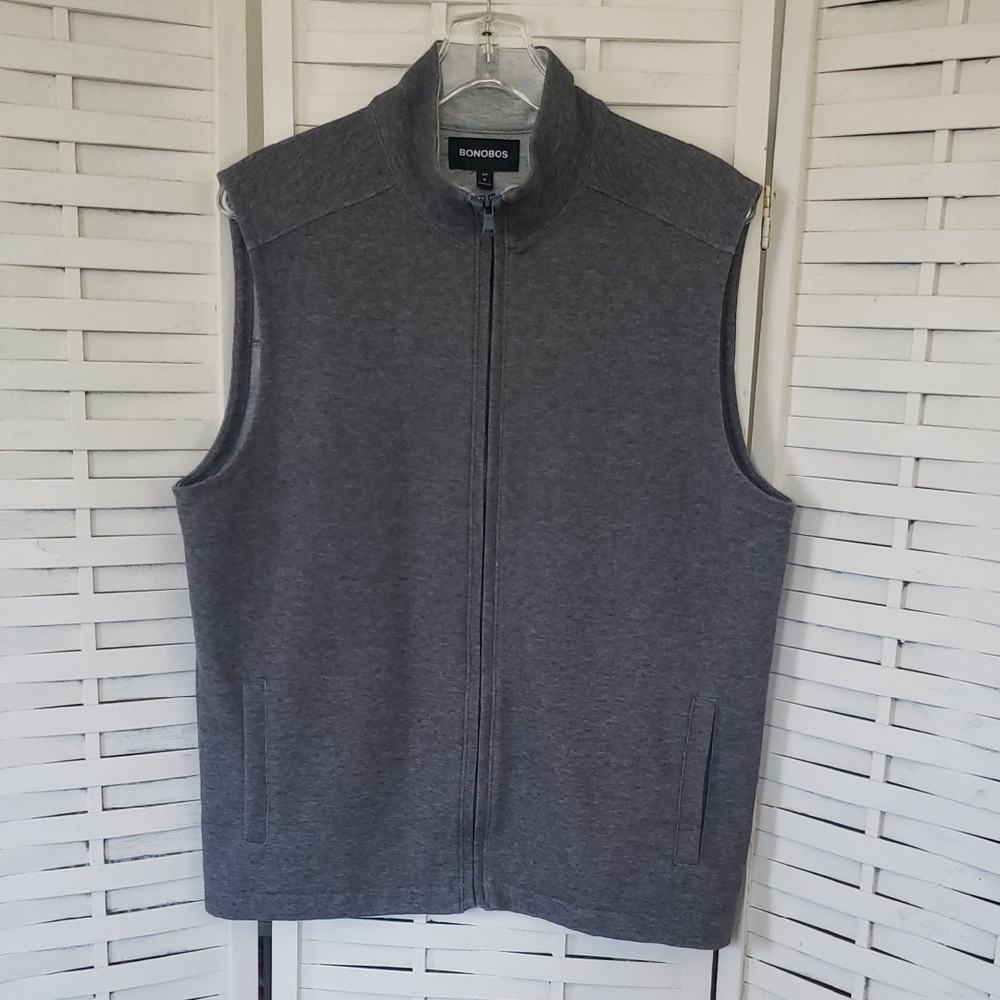 Bonobos Charcoal Gray Mens Full Zip Vest Size M